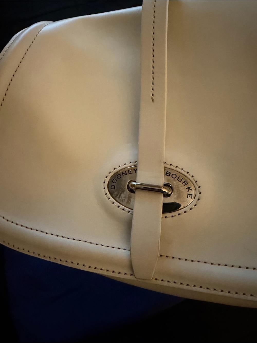 Dooney & Bourke Cream Leather Saddle Crossbody Bag with Brown Strap - Picture 6 of 10
